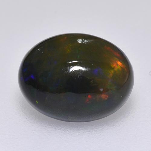 彩色 黑蛋白石 Gem - 1.3ct 椭圆形凸面型 (ID: 515929)