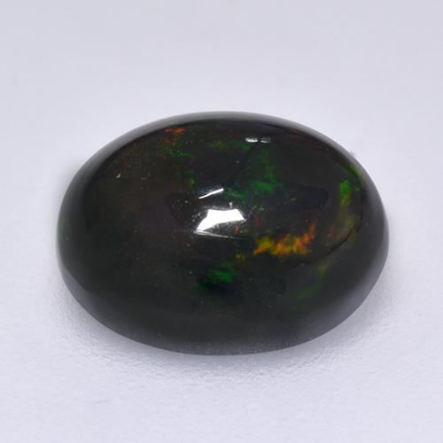 Multicolor Black Opal Gem - 1.2ct Oval Cabochon (ID: 515933)