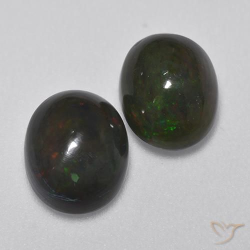 2.72 ctw Multicolor Black Opal Stones, Natural Black Opal in Oval Cabochon Shape for Sale