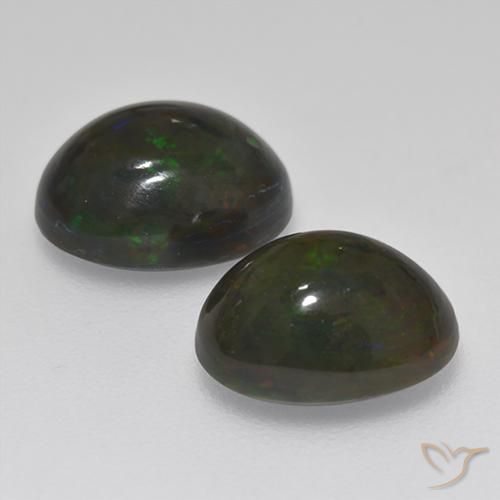 Black Opal Gemstones in 9 x 7 mm (calibrated) Size for Sale, Black Opal Stones in Multicolor Color