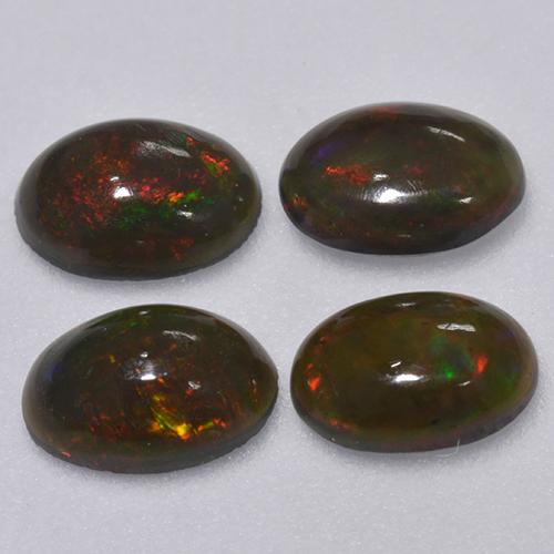 Multicolor Ópalo Negro Gema - 0.3ct Cabujón Óvalo (ID: 516350)