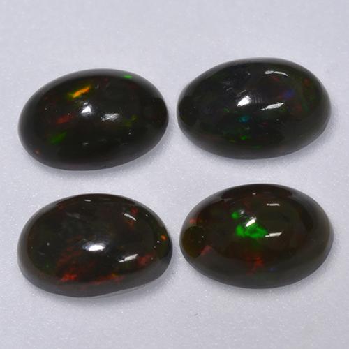 Multicolor Black Opal Gem - 0.3ct Oval Cabochon (ID: 516353)