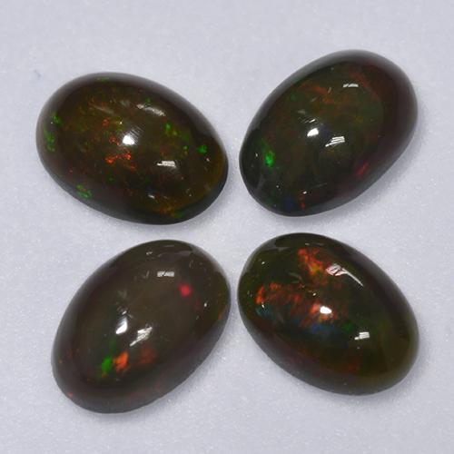 1.16 ctw Multicolor Black Opal Stones, Natural Black Opal in Oval Cabochon Shape for Sale