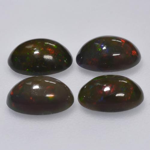 Black Opal Gemstones in 6 x 4 mm (calibrated) Size for Sale, Black Opal Stones in Multicolor Color