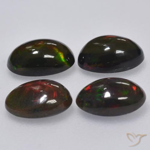 Black Opal Gemstones in 6 x 4 mm (calibrated) Size for Sale, Black Opal Stones in Multicolor Color