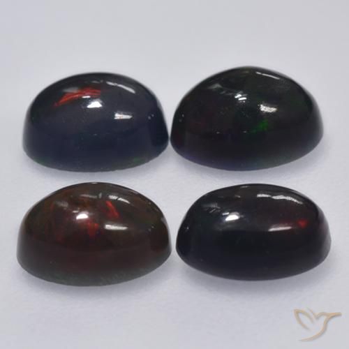 Black Opal Gemstones in 6 x 4.2 mm Size for Sale, Black Opal Stones in Multicolor Color
