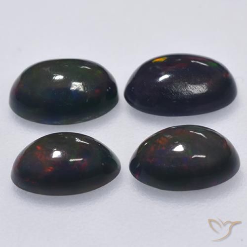 Black Opal Gemstones in 6 x 4 mm (calibrated) Size for Sale, Black Opal Stones in Multicolor Color