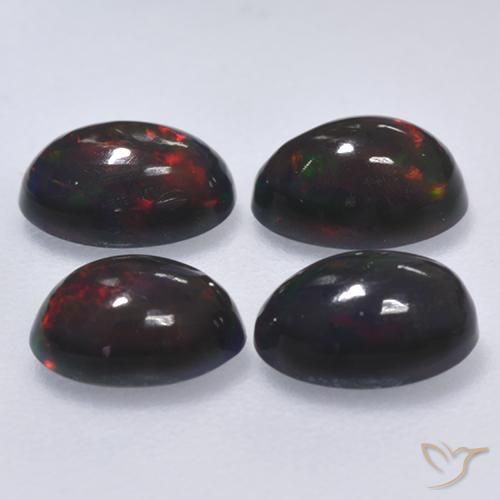 Black Opal Gemstones in 6 x 4.2 mm Size for Sale, Black Opal Stones in Multicolor Color