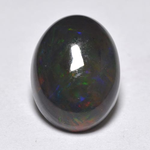 Multicolor Black Opal Gem - 1.3ct Oval Cabochon (ID: 517223)