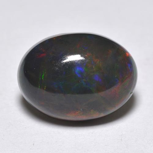 1.33 ct Multicolor Black Opal Stone, Natural Black Opal in Oval Cabochon Shape for Sale