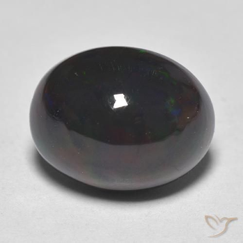 1.38 ct Multicolor Black Opal Stone, Natural Black Opal in Oval Cabochon Shape for Sale