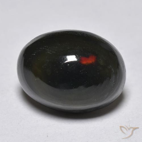 1.25 ct Multicolor Black Opal Stone, Natural Black Opal in Oval Cabochon Shape for Sale