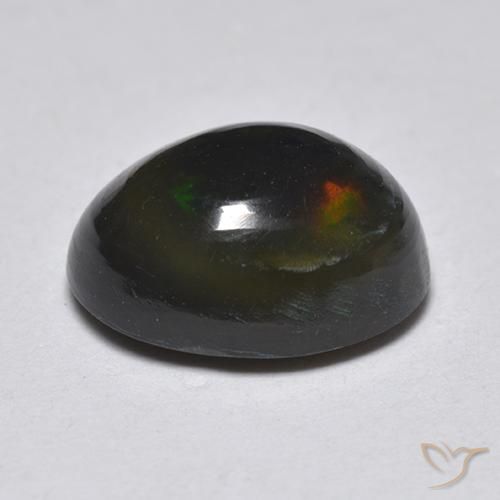 Black Opal Gemstone in 9 x 7 mm (calibrated) Size for Sale, Black Opal Stone in Multicolor Color