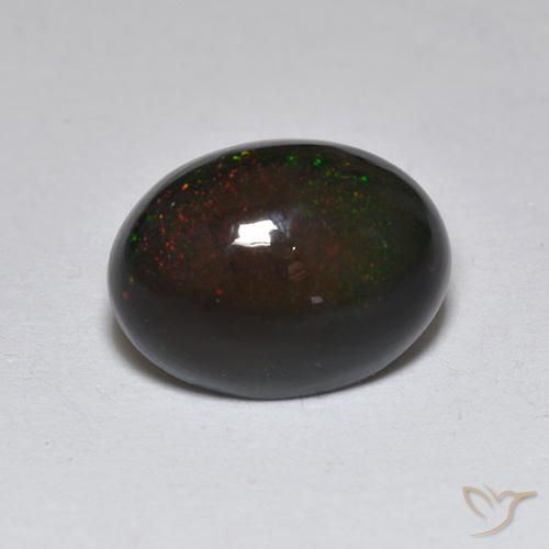 1.23 ct Multicolor Black Opal Stone, Natural Black Opal in Oval Cabochon Shape for Sale
