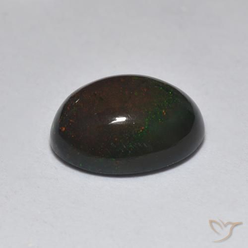 Black Opal Gemstone in 9 x 7 mm (calibrated) Size for Sale, Black Opal Stone in Multicolor Color
