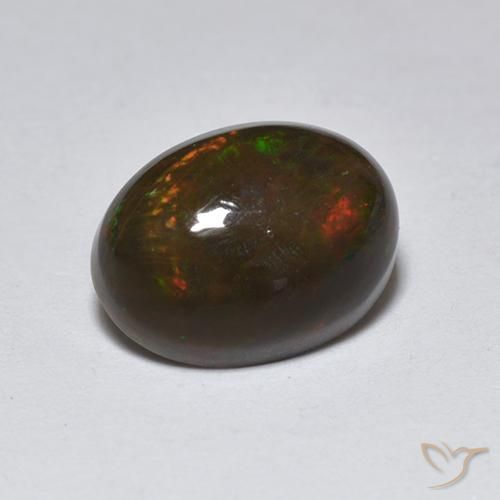 1.27 ct Multicolor Black Opal Stone, Natural Black Opal in Oval Cabochon Shape for Sale