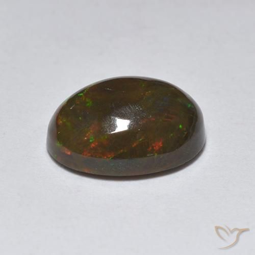 Black Opal Gemstone in 9 x 7 mm (calibrated) Size for Sale, Black Opal Stone in Multicolor Color