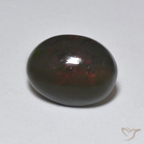 1.25 ct Multicolor Black Opal Stone, Natural Black Opal in Oval Cabochon Shape for Sale