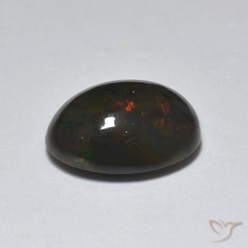 Black Opal Gemstone in 9 x 7 mm (calibrated) Size for Sale, Black Opal Stone in Multicolor Color