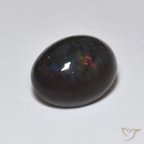 1.22 ct Multicolor Black Opal Stone, Natural Black Opal in Oval Cabochon Shape for Sale