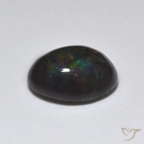 Black Opal Gemstone in 9 x 7 mm (calibrated) Size for Sale, Black Opal Stone in Multicolor Color