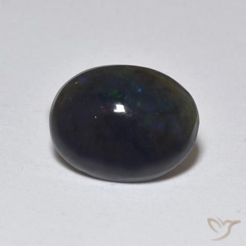 0.74 ct Multicolor Black Opal Stone, Natural Black Opal in Oval Cabochon Shape for Sale