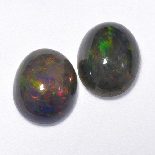 Multicolor Black Opal Gem - 1ct Oval Cabochon (ID: 518583)