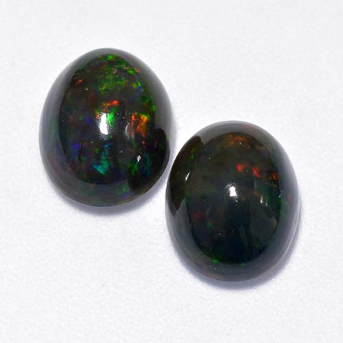 Multicolor Black Opal Gem - 1.3ct Oval Cabochon (ID: 518585)