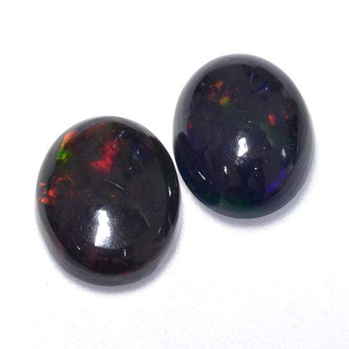 Multicolor Black Opal Gem - 0.9ct Oval Cabochon (ID: 518592)