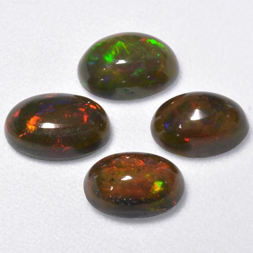 Multicolor Black Opal Gem - 0.4ct Oval Cabochon (ID: 518593)
