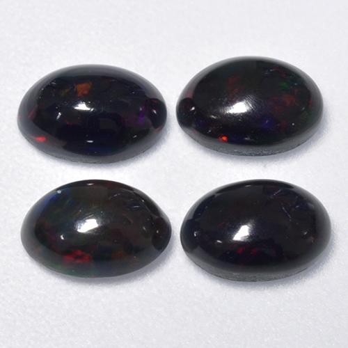Multicolor Black Opal Gem - 0.3ct Oval Cabochon (ID: 518594)