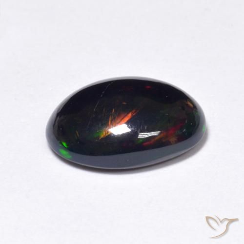 Black Opal Gemstone in 9 x 7 mm (calibrated) Size for Sale, Black Opal Stone in Multicolor Color
