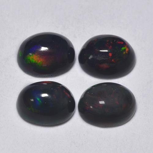 Multicolor Black Opal Gem - 0.3ct Oval Cabochon (ID: 519502)