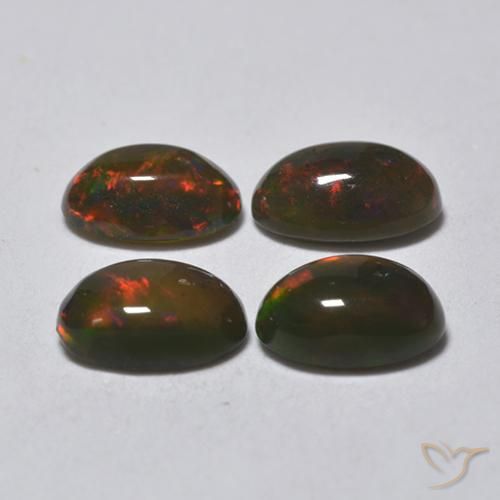Black Opal Gemstones in 6.3 x 4.3 mm Size for Sale, Black Opal Stones in Multicolor Color