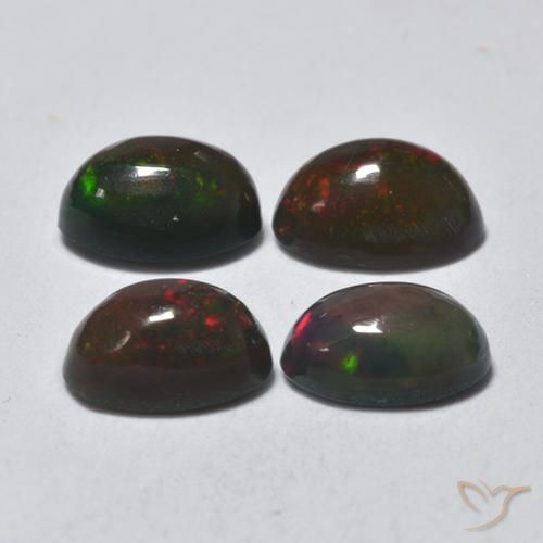 Black Opal Gemstones in 6 x 4 mm (calibrated) Size for Sale, Black Opal Stones in Multicolor Color