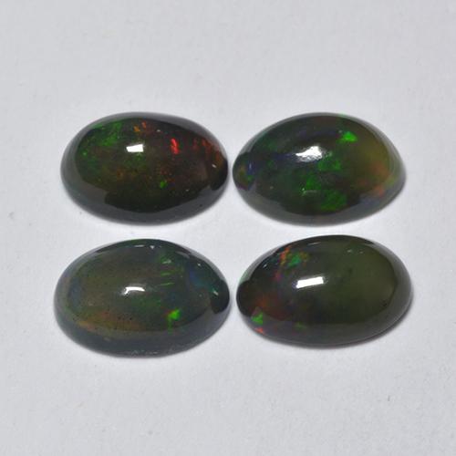 Multicolor Black Opal Gem - 0.3ct Oval Cabochon (ID: 519508)
