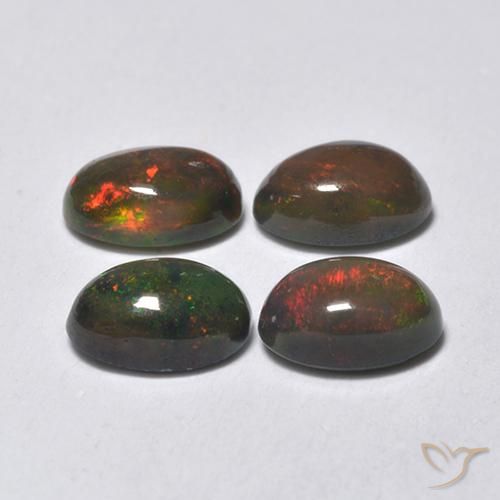 Black Opal Gemstones in 6.1 x 4.2 mm Size for Sale, Black Opal Stones in Multicolor Color