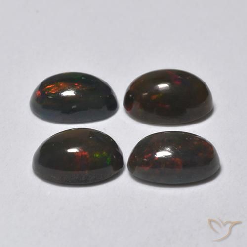 Black Opal Gemstones in 6 x 4 mm (calibrated) Size for Sale, Black Opal Stones in Multicolor Color