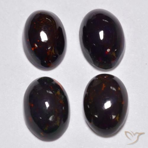 1.49 ctw Multicolor Black Opal Stones, Natural Black Opal in Oval Cabochon Shape for Sale