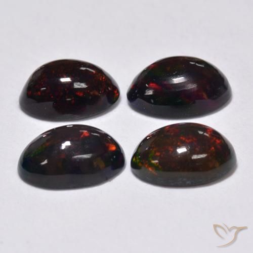 Black Opal Gemstones in 6.1 x 4.2 mm Size for Sale, Black Opal Stones in Multicolor Color