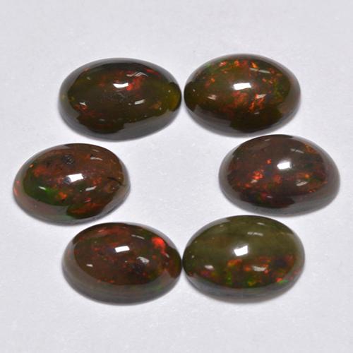 Multicolor Black Opal Gem - 0.3ct Oval Cabochon (ID: 519558)