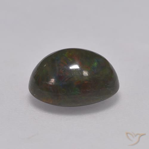 Black Opal Gemstone in 8.2 x 7 mm Size for Sale, Black Opal Stone in Multicolor Color