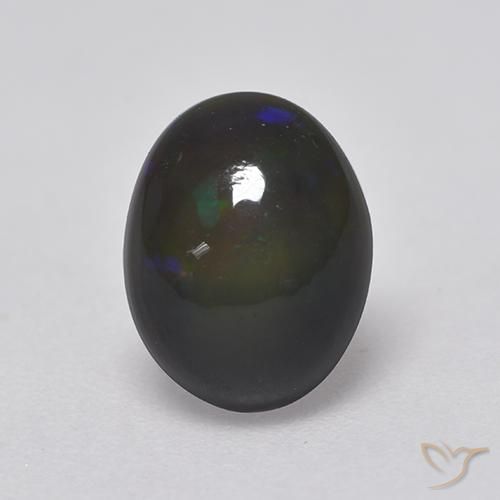 Multicolor Black Opal Gem - 1.1ct Oval Cabochon (ID: 530103)
