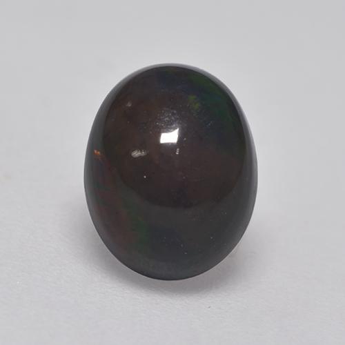 Opale Noir Multicolore oval cabochon d'Éthiopie, 9 x 7,1mm, poids de 1,23 ct, pierre gemme naturelle Non traité de pureté Opaque , 1 pièce d'opale noire, couleur Multicolore, dureté Mohs de 5.5 à 6.5, Photo A