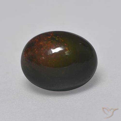 1.37 ct Multicolor Black Opal Stone, Natural Black Opal in Oval Cabochon Shape for Sale