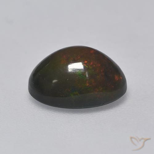 Black Opal Gemstone in 9 x 7 mm (calibrated) Size for Sale, Black Opal Stone in Multicolor Color