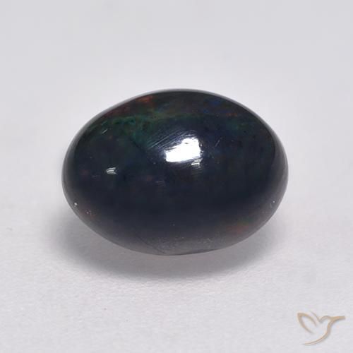 1.18 ct Multicolor Black Opal Stone, Natural Black Opal in Oval Cabochon Shape for Sale