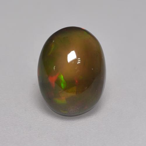 Multicolor Black Opal Gem - 1.3ct Oval Cabochon (ID: 530307)