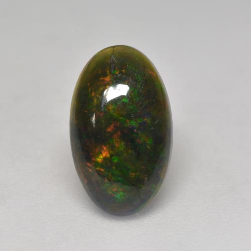 Multicolor Black Opal Gem - 1.2ct Oval Cabochon (ID: 535355)