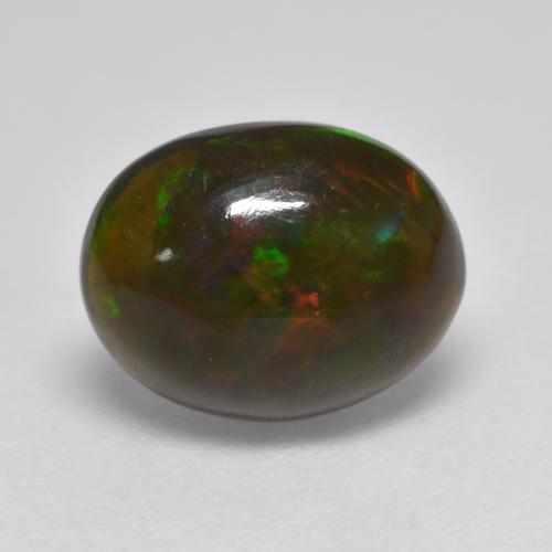 Mehrfarbig Schwarzer Opal Edelstein - 1.3ct Oval Cabochon (ID: 535412)